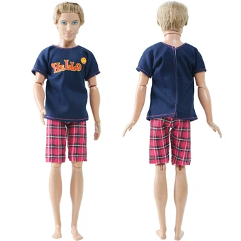 1 zestaw lalka chłopiec strój bluzka spodnie w kratę zestaw moda T-shirt krótkie spodnie odzież na co dzień ubrania dla lalka Ken akcesoria dla dzieci zabawki tanie i dobre opinie YAMIOW 25-36m 4-6y 7-12y 12 + y Cloth CN (pochodzenie) Doll Outfit BOYS Suit fit for 11 5 inch - 12 inch (30 cm) boy Doll