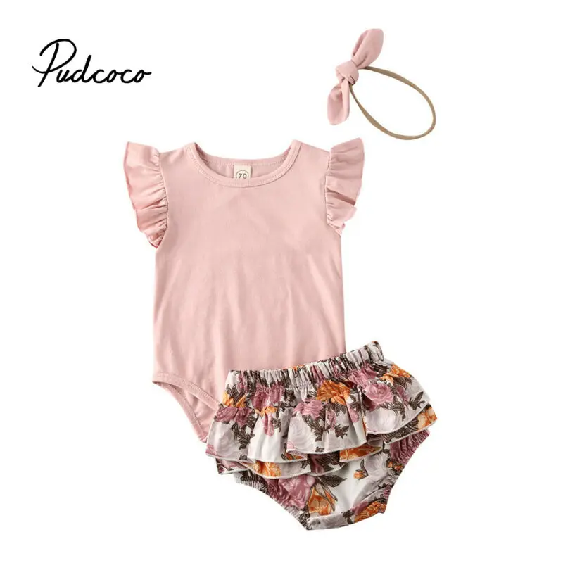 pudcoco Newborn Infant Baby Girl Clothes Pink Tops Bodysuits Ruffles
