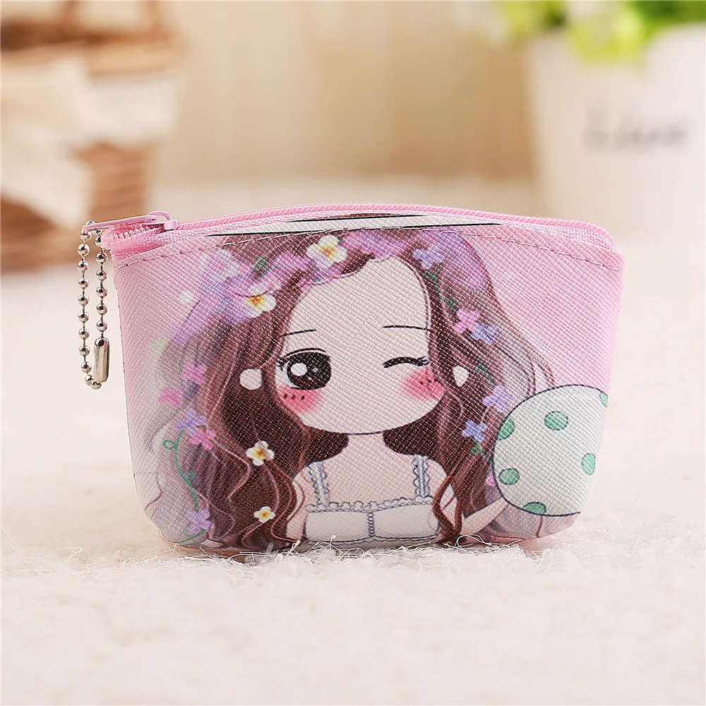 Leather Coin Purse Clutch Pouch Handbag with Cartoon Fox Wallet for Women Girls Students 