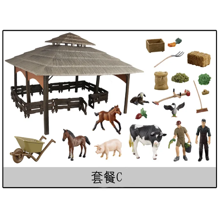 1:100 high simulation animal model toy Children happy farm ranch series set children's educational toy for gifts