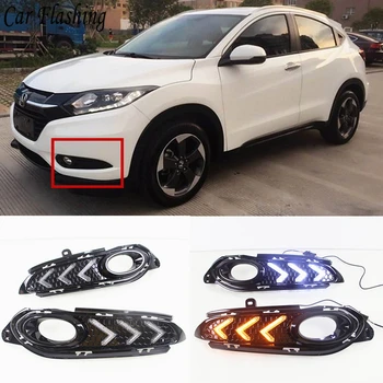 

Car Flashing For Honda HR-V HRV Vezel 2014 - 2018 LED DRL Daytime Running Light Daylight yellow turn Signal lamp car-Styling drl