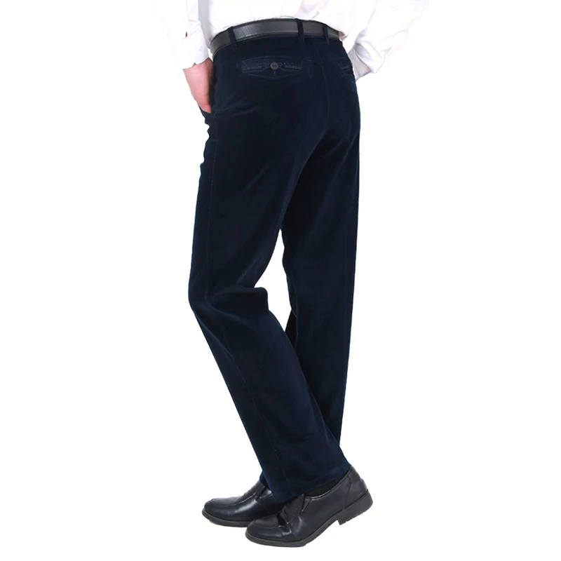 Royal blue Брюки мужские повседневные однотонные брюки зимние теплые брюки мужские вельветовые свободные прямые брюки мужские - Цвет: Royal blue