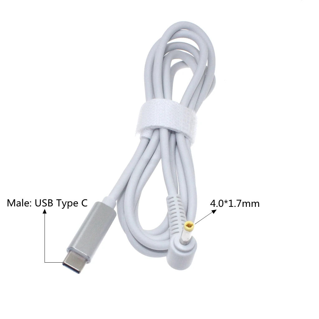 레노버 USB C 노트북 충전 케이블 코드, DC 전원 어댑터 커넥터, 수 플러그 잭 컨버터, 20V, 4.0x1.7mm