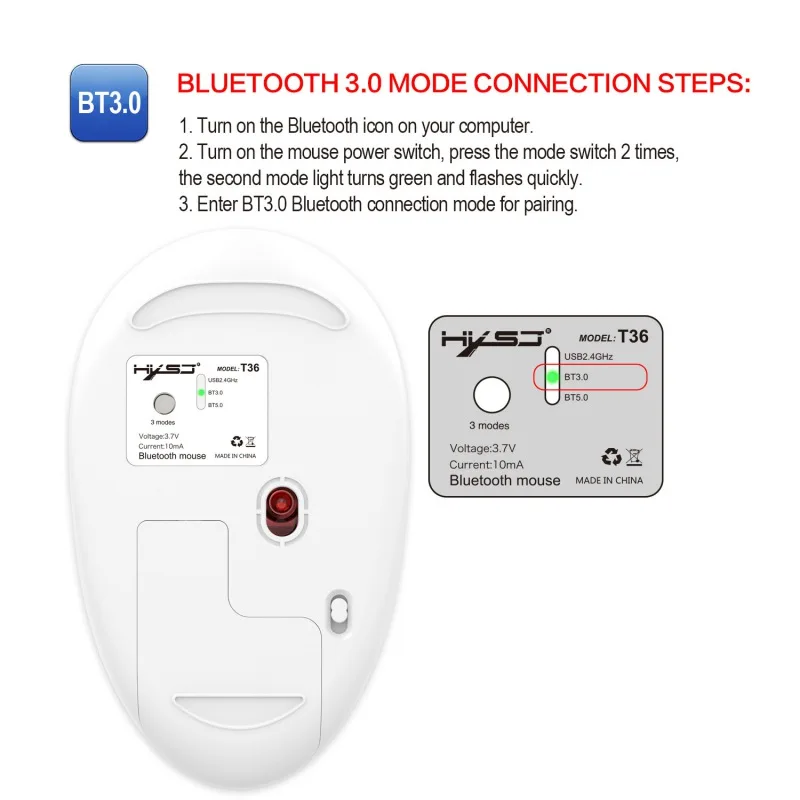 T36 между тремя режимами Bluetooth 3,0/5,0/2,4G Беспроводной Мышь беззвучный дизайн Перезаряжаемые Mise для портативных ПК