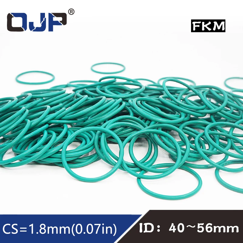 

5PCS/lot Fluorine rubber Green FKM O ring Seal CS1.8mm ID40/41.2/43.7/45/46.2/47.5/48.7/50/56mm Rubber O-Ring Seal ORing Gasket