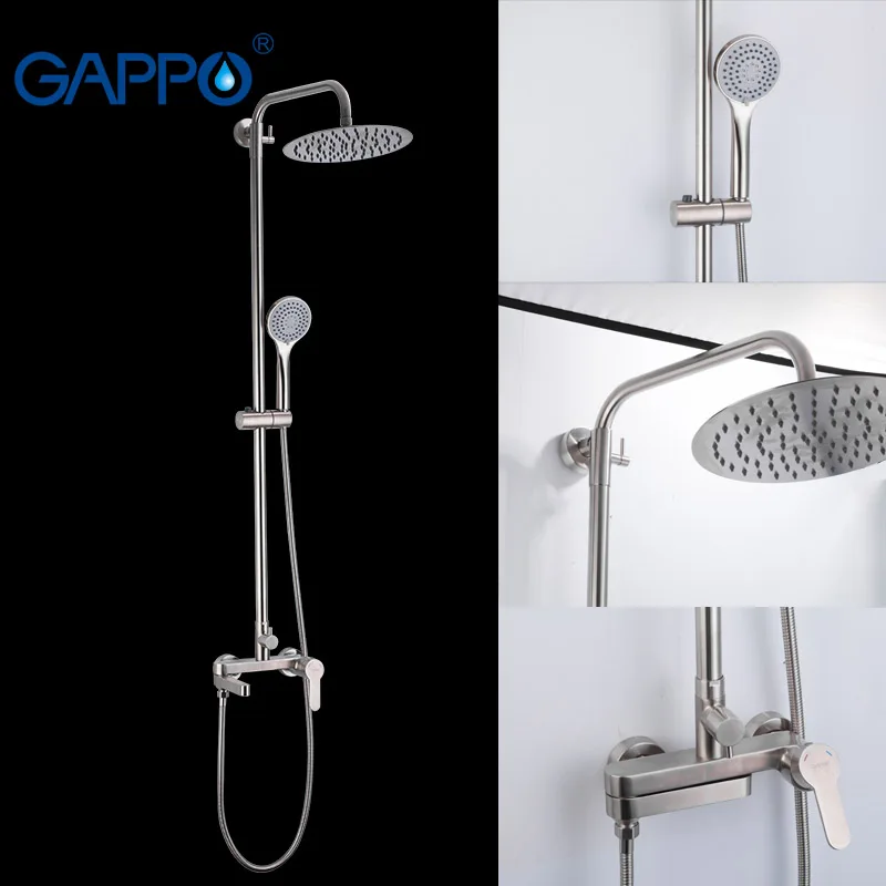 

GAPPO Shower faucets set Bathroom Cold and Hot Water 304 Stainless Steel bathroom Mixers shower set Big Round over head
