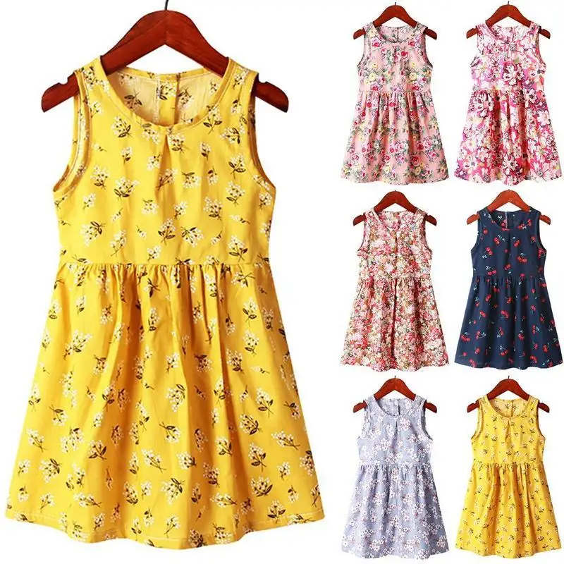 Цветочное платье для маленьких девочек Для детей на лето без рукавов отдыха