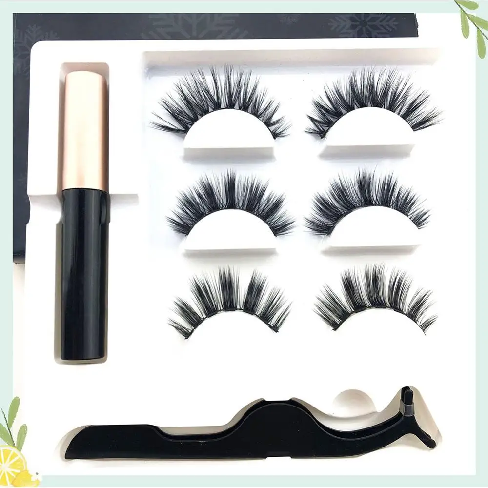 

Magnetic Eyelashes Set Waterproof Long Lasting Magnet False Eyelashes with Liquid Eyeliner Waterproof Eyelashes False Lashes
