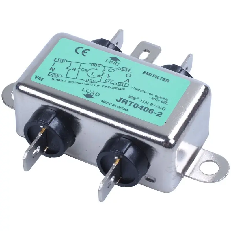 Solder Lug Terminal 6A 115/250VAC Power Line EMI Filter