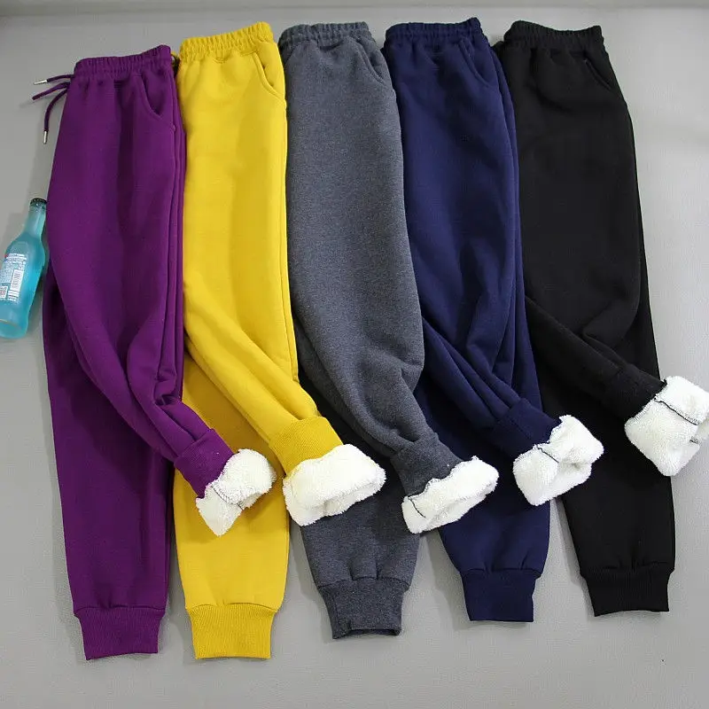 

Autumn Winter Loose Cotton Ladies Trousers Wool Fleece Pants Women Thicken Lace Up Long Sweatpants Warm Harem Pants HK189