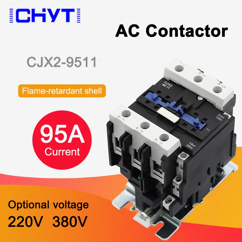 CJX2-9511 LC1D95 контактор переменного тока 95A 3-фазный 3-полюсный 380 В 220 50/60 Гц для Din-рейки