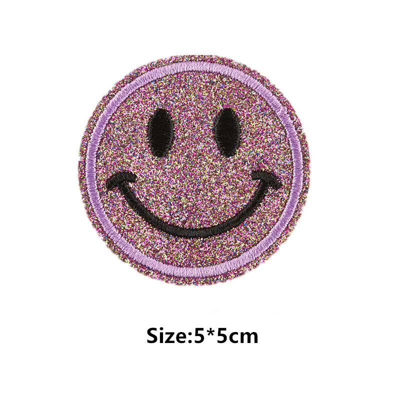 1Pcs Round Expression Smiley Face Patch Clothes Iron on Embroidered Sew Applique Cute Fabric Badge Garment Apparel Accessories 