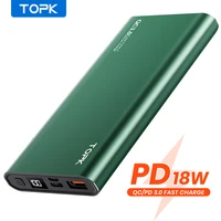 TOPK-Batería Externa de 10000mAh, cargador portátil de carga rápida PD QC3.0, USB C, pantalla Led, para Xiaomi Mi 9 8 iPhone