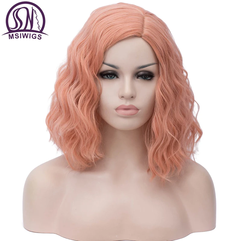 MSIWIGS женские розовые парики Короткие вьющиеся термостойкие синтетические