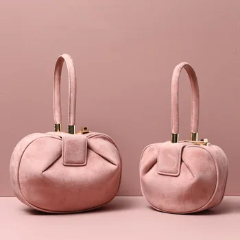 

2020 New European and American Style Genuine Leather Women's Bag Pure Color Sheepskin Dumpling Bag Retro Wonton Handbag