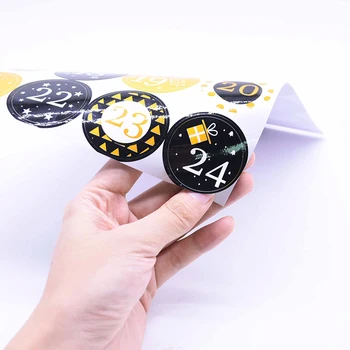 

24pcs Christmas Round Digital PVC Sticker Candy Box/Bag Decoration Sealing Stickers Christmas New Year Party Decorations Labels