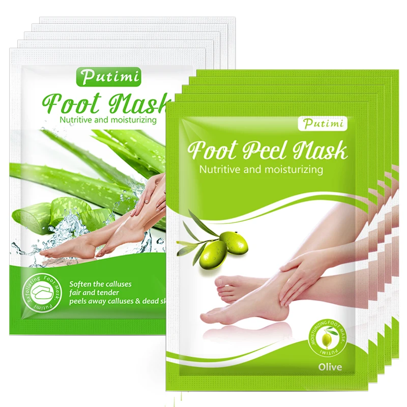 

PUTIMI 2pair Aloe Feet Exfoliating Foot Mask Peel Peeling Dead Skin Feet Mask Socks for Pedicure Socks Whitening Moisturizing