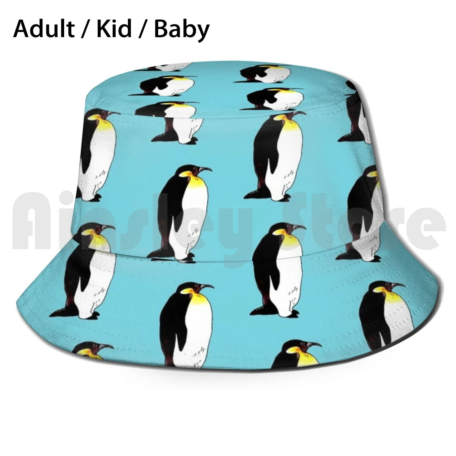 ペンギンのイラスト 折りたたみ式 Uv保護 ペンギン ペンギン 黒 バケツの帽子 Aliexpress