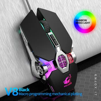 

V8 USB Wired Gaming Mouse 4 Gears 3200DPI Adjustable 7 Buttons RGB Backlight Optical Computer Mice Professional Gamer Mouse