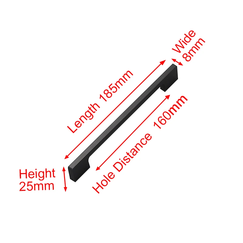 Black 160mm NAIERDI, твердый алюминиевый сплав, золотой, черный, ручки для шкафа, американский стиль, кухонный шкаф, ручки для выдвижных ящиков, Мебельная ручка - Цвет: Black 160mm