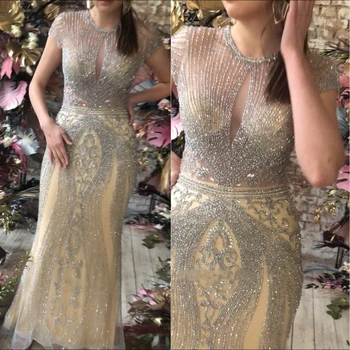 

Cap-sleeve Sheath Beading Gorgeous Scoop Prom Dresses 2020 Long Formal Evening Gowns