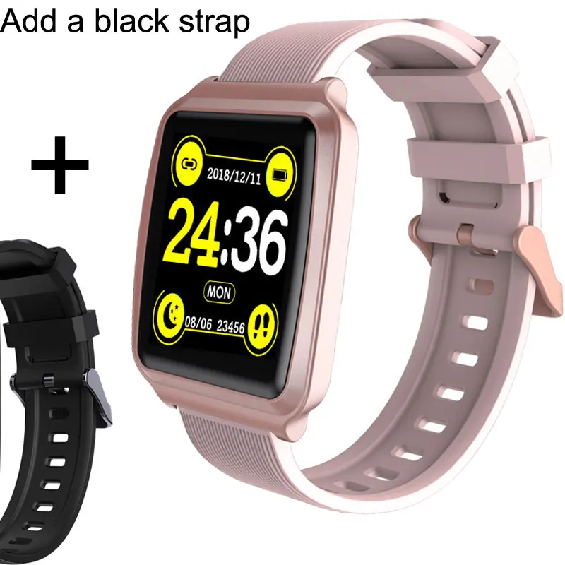 Смарт-часы для мужчин и женщин, сенсорный цветной экран, кровяное давление, умные часы для женщин, пульсометр, трекер активности, часы для Android IOS - Цвет: pink and black
