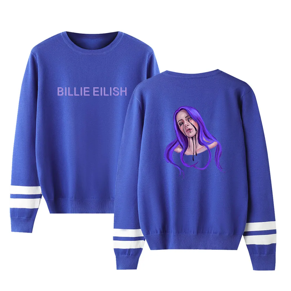 Blue 1 Billie Eilish, Новые свитера, Повседневный свитер для мужчин/женщин, черный, плюс размер, свитер с круглым вырезом, теплый пуловер, унисекс, вязаные свитера, зимние - Цвет: Blue 1