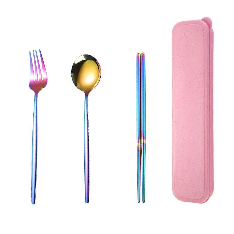 

Gold Dinnerware Cutlery Set 304 Stainless Steel Chopsticks Fork Spoon Tableware Kitchen Tools