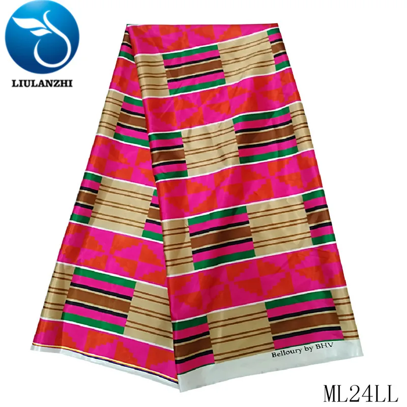 

LIULANZHI African Style Printing Ankara Satin Tissu for Dress Sewing 5 yards Satin African designs ML24LL20-29