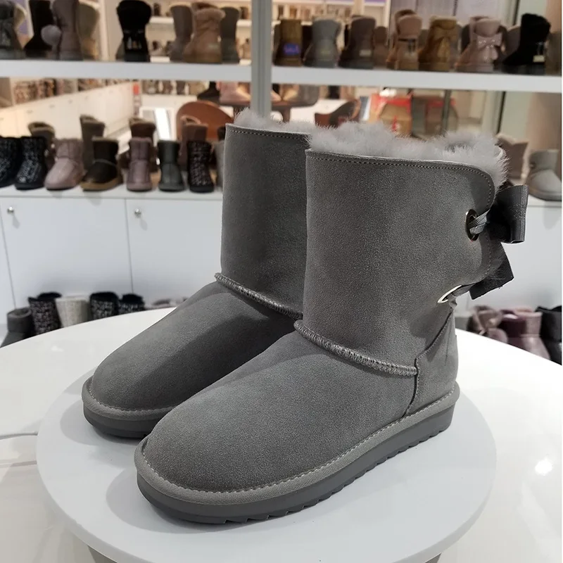 

Snow Boots Women's Genuine Leather Winter plus Velvet New Style WOMEN'S Shoes 2019 Warm Cotton-padded Shoes Short Thick Women's