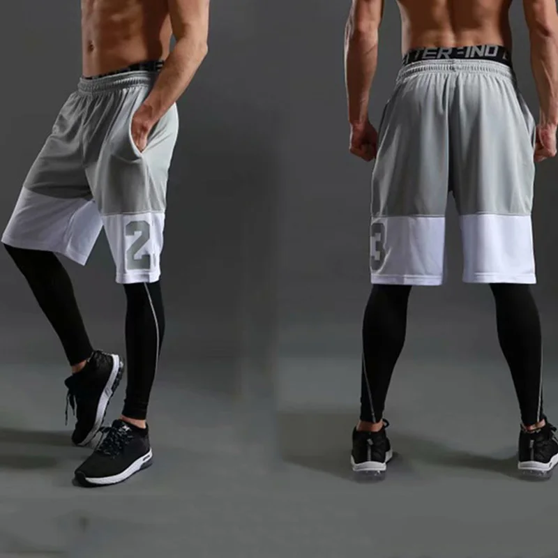 

Hot-selling fitness pants men's quick-drying stretch tights gym training yoga pants sports five-point pants