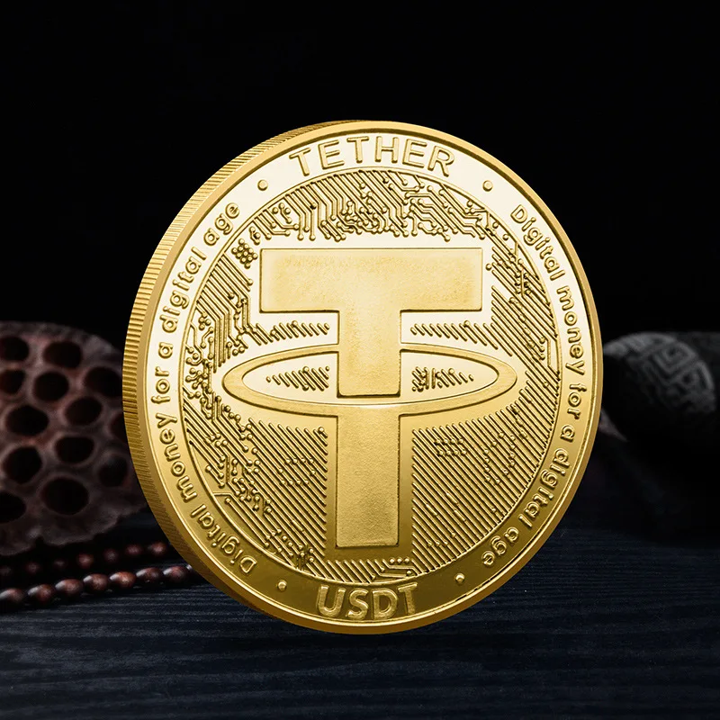 USDT криптовалюта физическая монета Tether USD Коллекционная позолоченная сувенирная