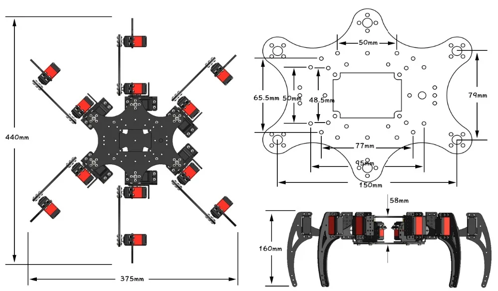18DOF Hexapod робот паук алюминиевый сплав шесть ног робот Рамка комплект с PS2 пульт дистанционного управления для DIY умная модель аксессуары