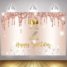 

Rose Gold 2nd Years Old Photo Backdrop Boys Newborn Baby Happy Birthday Party Decoration Two Photography Backgrounds Banner