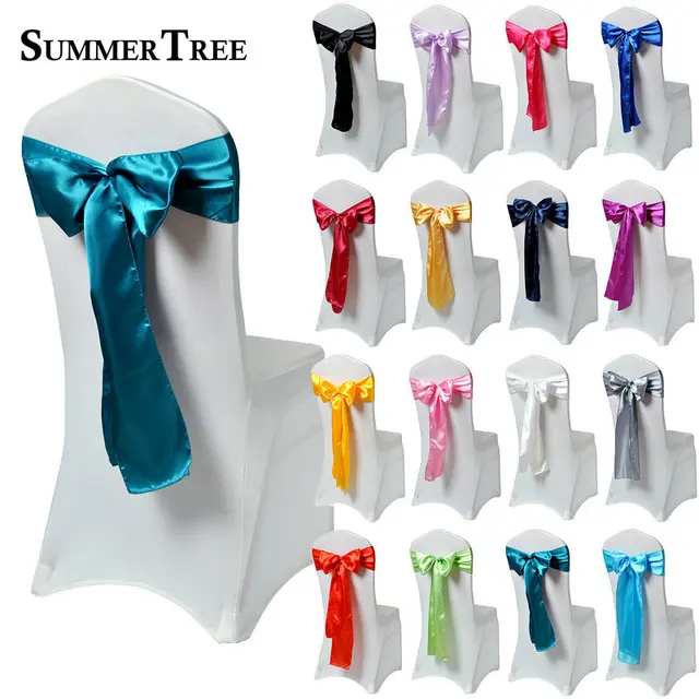 Satin Chair Sash Bow 6 x 108inch For Banquet Wedding Party Banquet Bow Ties Butterfly Craft Decoration 15 x 275cm