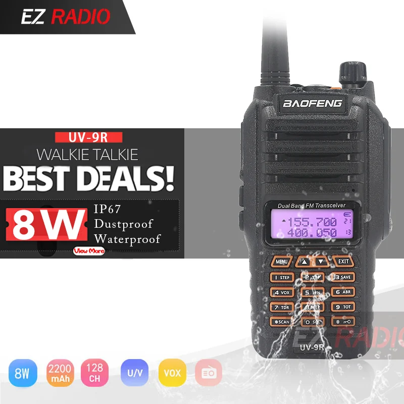 UV-9R Radio Only Baofeng UV-9R водонепроницаемый двухдиапазонный 136-174/400-520 МГц радиоприемник UV 9R Baofeng 8 Вт рация 10 км для Каяка UV-XR UV-9R Plus - Цвет: UV-9R Radio Only