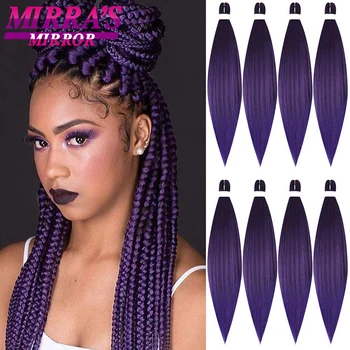 Synthetic Braiding Hair Extensions Easy Jumbo Braids 26/20Inch Purple Pre Stretched Hair For Braid Hot Water Hair 3/6/8 Pcs 1