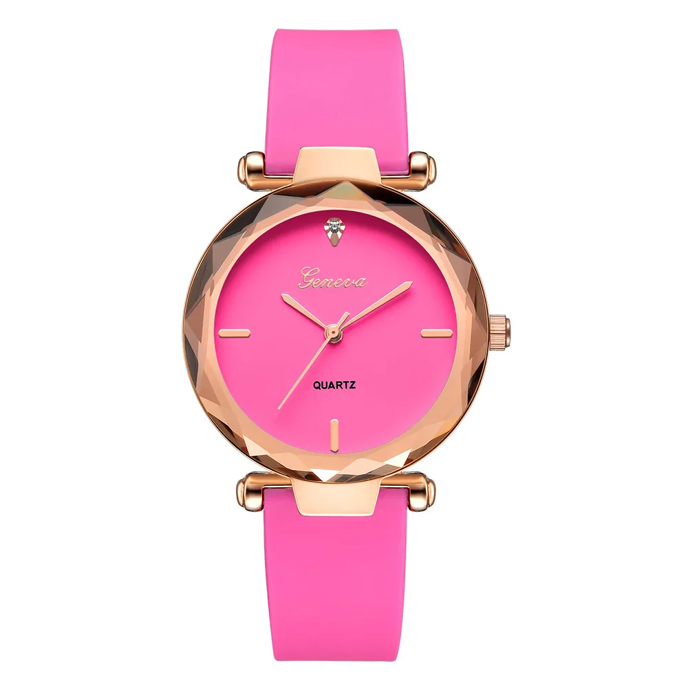 Модные женские кварцевые часы водонепроницаемые повседневные кремнеземный ремешок часы Простые аналоговые наручные часы подарок на День Благодарения - Цвет: Hot Pink