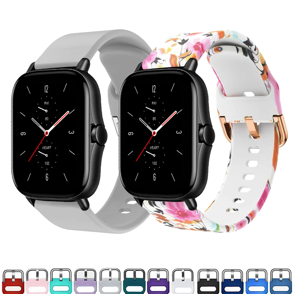 silicone Strap for amazfit Pop Pro/GTS 2e 2 mini bip/pace stratos 2s/3 GTR 47mm 42mm 2/2e band 20/22mm Bracelet S/L size | Наручные часы