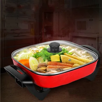 

High Quality Electric Cooker Household Hot Pot Square Pot Four Square Pan Bedroom Multi Cooker Mini Electric Pot Student Hotpot