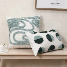 

Nordic Tufted Cushion Cover Cotton Canvas Green Pillow Case Sofa Decorative Softness Fall Decorations Throw Pillows 30x50/45x45