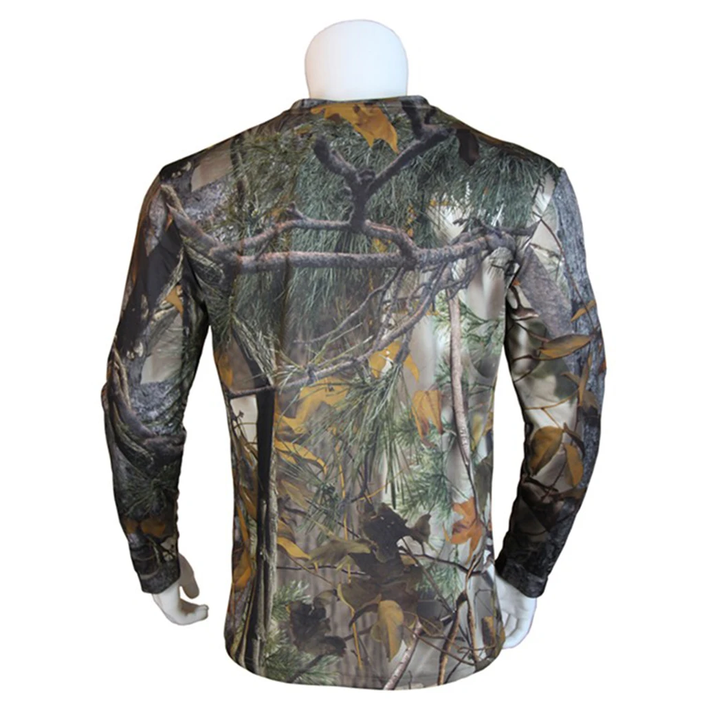 Breathable Men's Hunting Long Sleeve Camo T-shirt Antibacterial Deodorant Crewnecks Casual Sports Wear Clothing