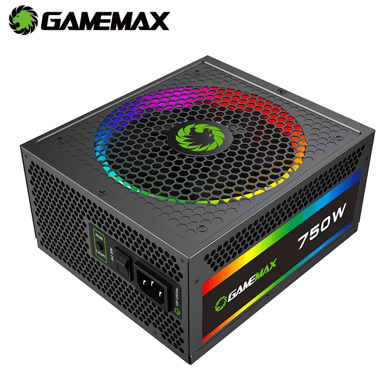 GAMEMAX Alimentatore 750 Watt Completamente modulare 80 Plus Oro Certificato con Luce RGB direzionabile Marca Modello RGB-750 Modalit/à Colore Vairous