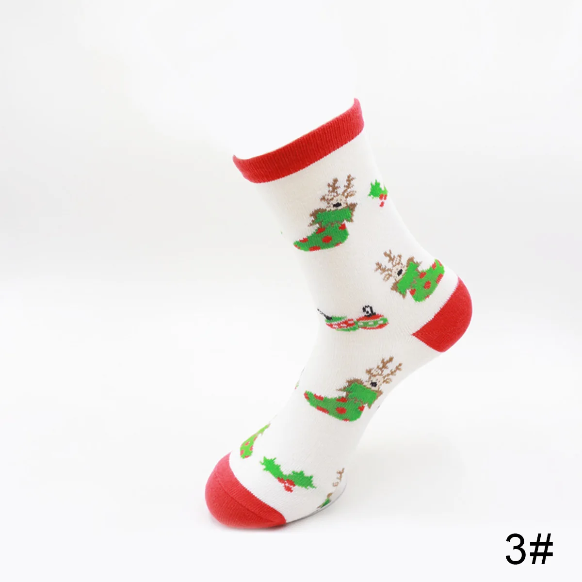 1 пара рождественских носков эластичные хлопковые носки для мужчин и женщин подарочные носки с изображением рождественской елки с изображением снежного лося, Прямая поставка - Цвет: H