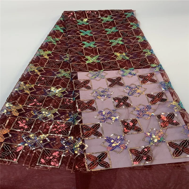 Новейшая африканская кружевная ткань с вышивкой в нигерийском стиле 3d пайетками.