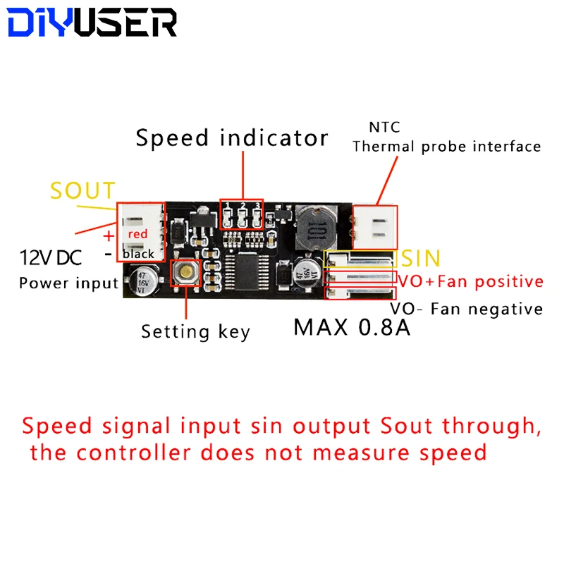 DC 12V PWM Speed Controller Fan Speed Governor 2-3 Wire Computer Temperature control Switch for PC CPU Cooler Fan Alarm STK IC