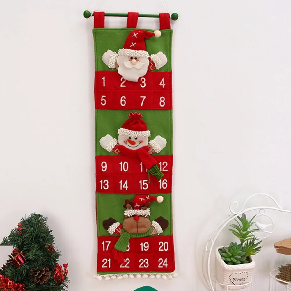 Christmas Countdown Calendar Home Party Shop Decoration Wall Hanging Velvet Santa Claus Calender Best Gift Drop Shipping