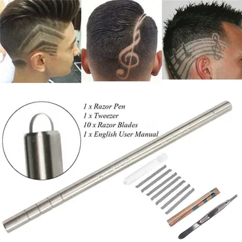 GĂŒnstige 1 Set Haar Styling Augenbrauen BĂ€rte Stift Razor Salon Gravierten Kugelschreiber & 10 Klingen