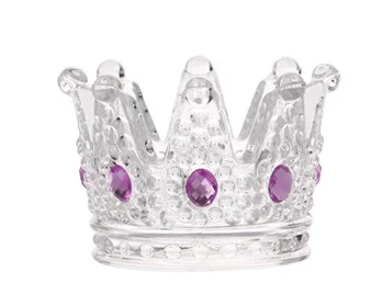 Clear(Purple Diam.) Многофункциональный хрустальный стеклянный подсвечник в форме короны - Цвет: Clear(Purple Diam.)