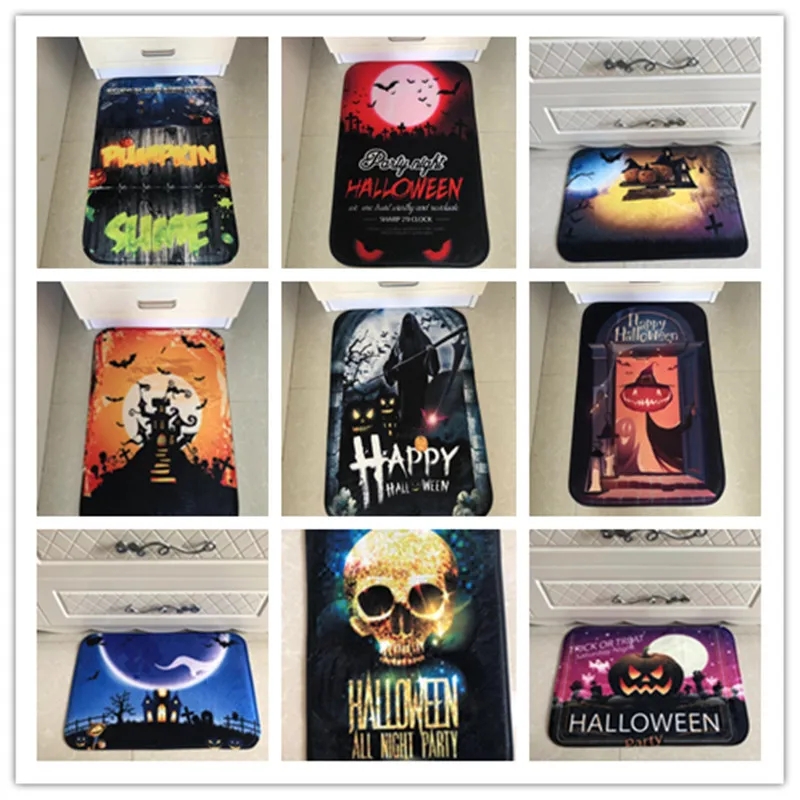

Halloween Carpet Kitchen Doorway Horror Style Gift Bathroom Floor Carpet Floor Mat Pumpkin Printed Carpet 40x60cm Halloween Rug